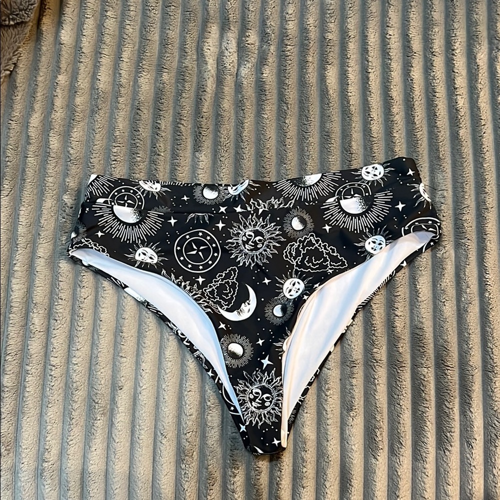 Black and White Celestial Bikini Bottoms